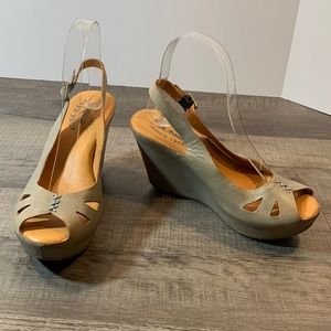 Kork-Ease leather wedge sandals size 6